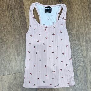 KatieJ Pink Floral Tank Top Girls XL